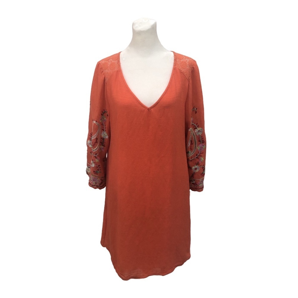 Fig and Flower Size L gauzey mini dress with embroidery and lace. Fall autumn - Picture 1 of 9